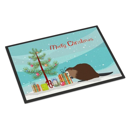 Carolines Treasures Eurasian Beaver Christmas Indoor or Outdoor Mat - 18 x 27 in. BB9240MAT